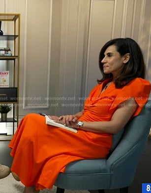 Lama Hasan’s orange ruched front dress on Good Morning America