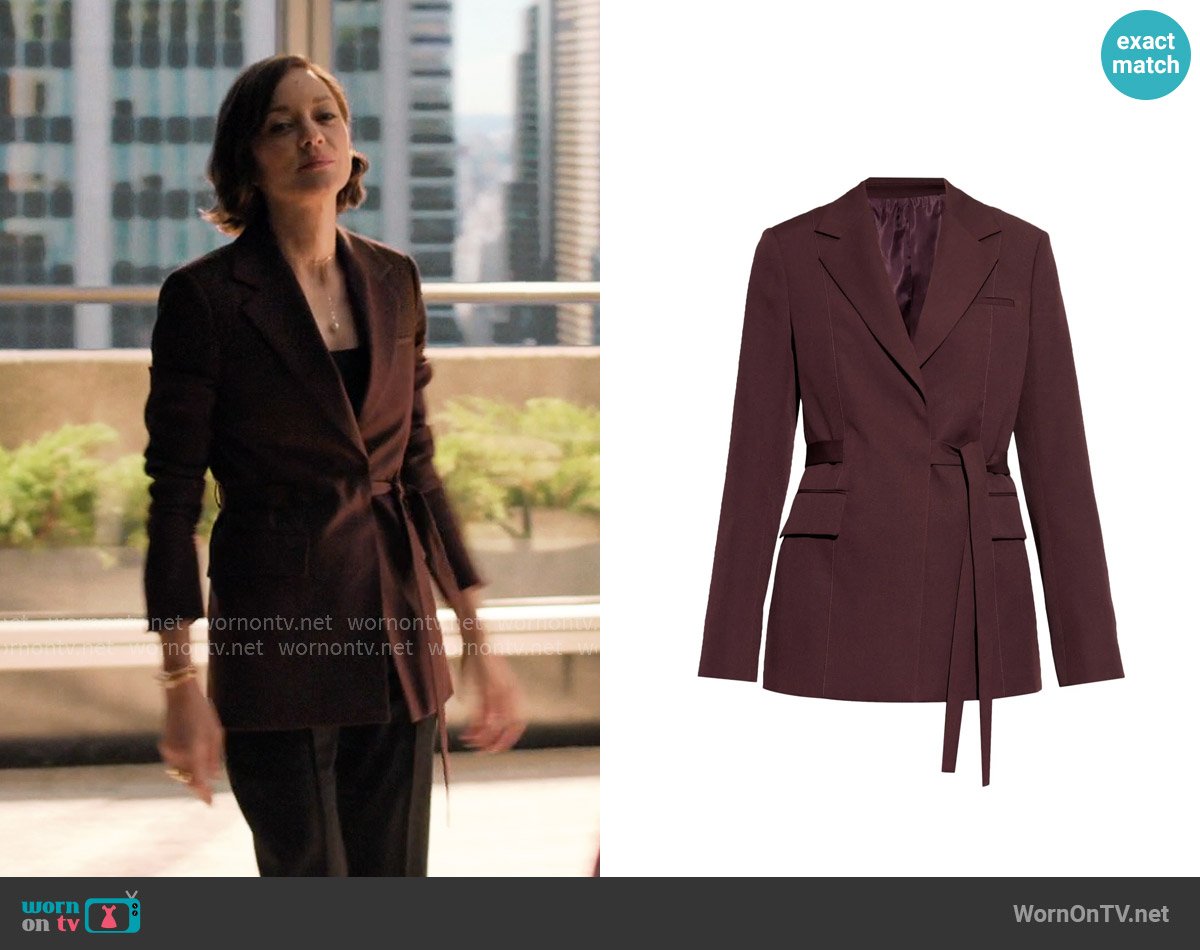 Lanvin Tied-waist blazer worn by Celine Dumont (Marion Cotillard) on The Morning Show