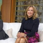 Lara’s black and gold heel sandals on Good Morning America