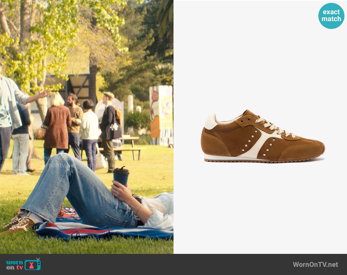 Larroude Stella Sneaker In Russet Suede and Ivory Leather worn by Joanne (Kristen Bell) on Nobody Wants This