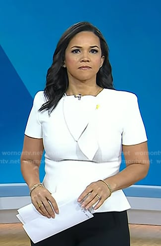 Laura's white tie neck top on Today