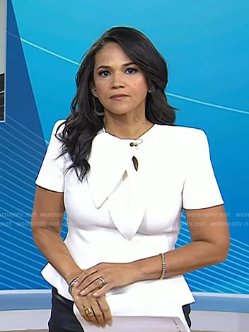 Laura’s whtie tie neck top on Today