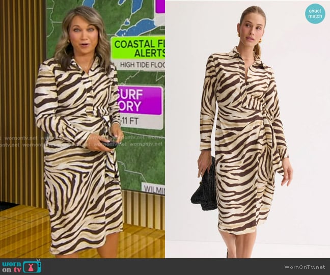 Lauren Ralph Lauren Animal Print Wrap Midi Dress worn by Ginger Zee on Good Morning America