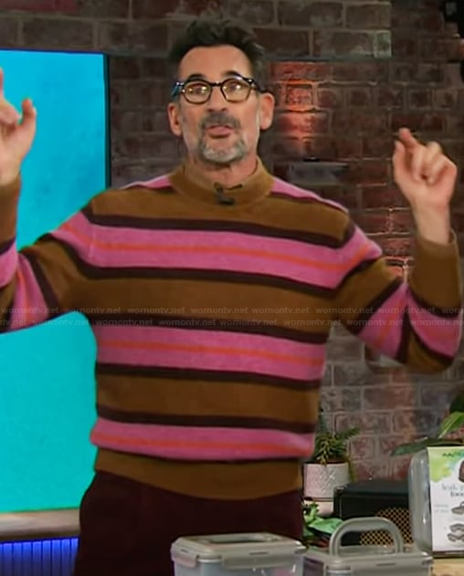 Lawrence Zarian’s striped wool sweater on The Kelly Clarkson Show