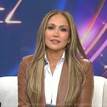 Jennifer Lopez’s brown leather jacket and grey wide-leg pants on Today