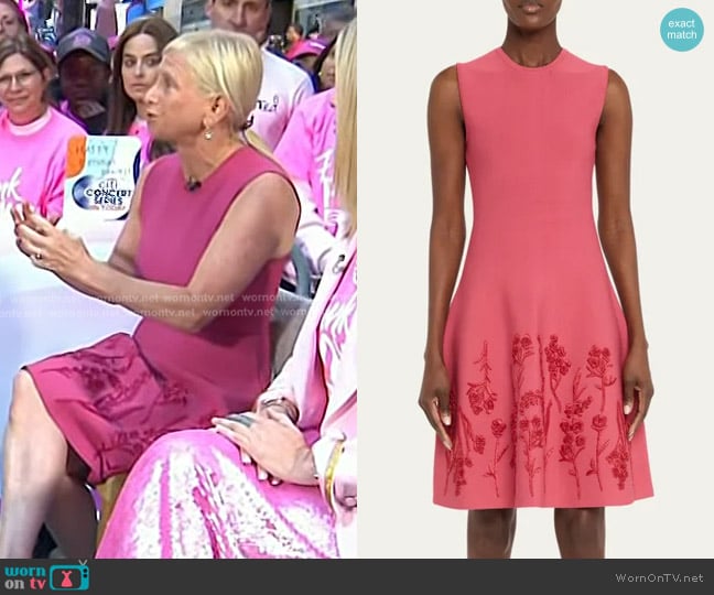 Lela Rose Floral Embroidered Sleeveless Mini Dress in Berry worn by Dr. Elisa Port on Today
