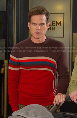 Leo’s brown and red stripe sweater on Days of our Lives