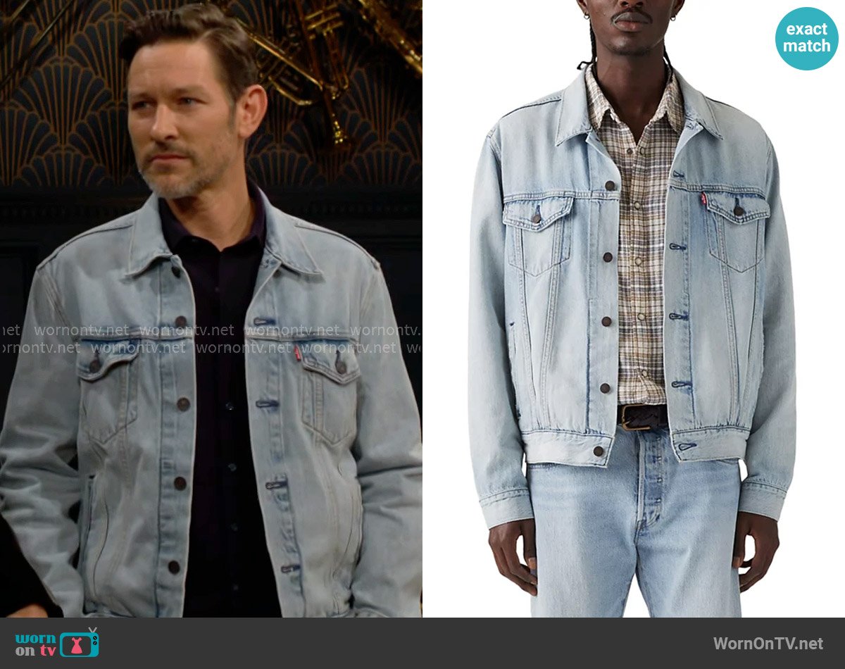 Levis Lightweight Trucker Jacket in Build A House worn by Daniel Romalotti (Michael Graziadei) on The Young and the Restless