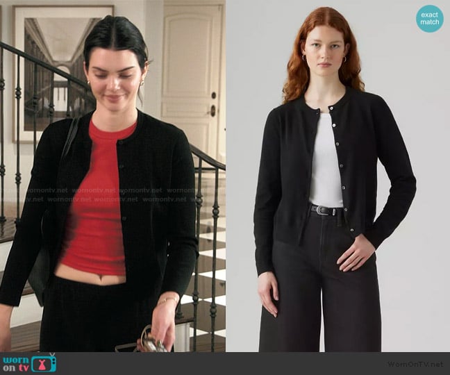 Levis Supersoft Crewneck Cardigan worn by Kendall Jenner (Kendall Jenner) on The Kardashians