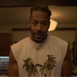 Lewis’s white print muscle tee on Reasonable Doubt