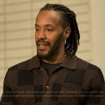 Lewi’s brown checkered crochet shirt on Reasonable Doubt