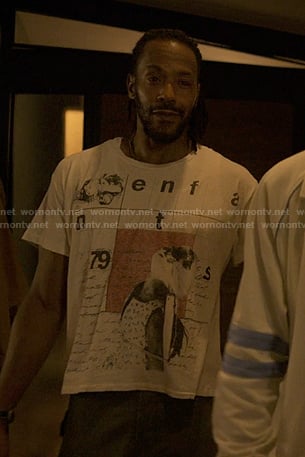 Lewis's white print tee on Reasonable Doubt