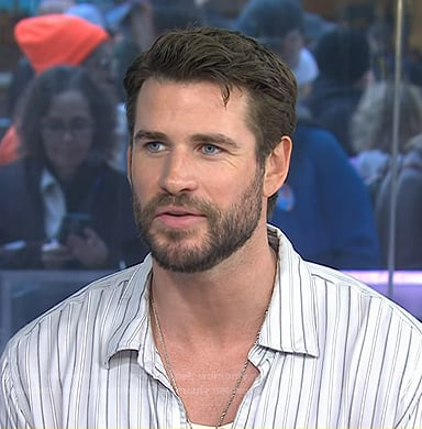 Liam Hemsworth’s white striped button down shirt on Today