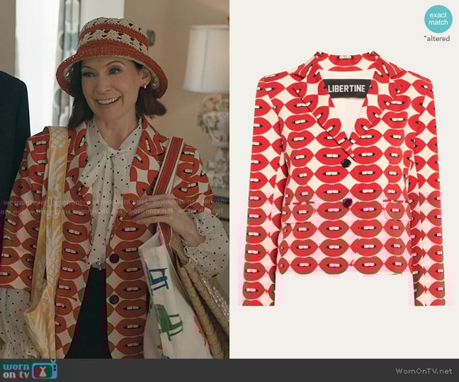 Libertine French Kissing In The USA Printed Wool Short Blazer worn by Elsbeth Tascioni (Carrie Preston) on Elsbeth