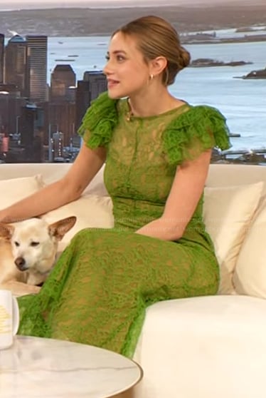 Lili Reinhart’s green lace dress on The Drew Barrymore Show