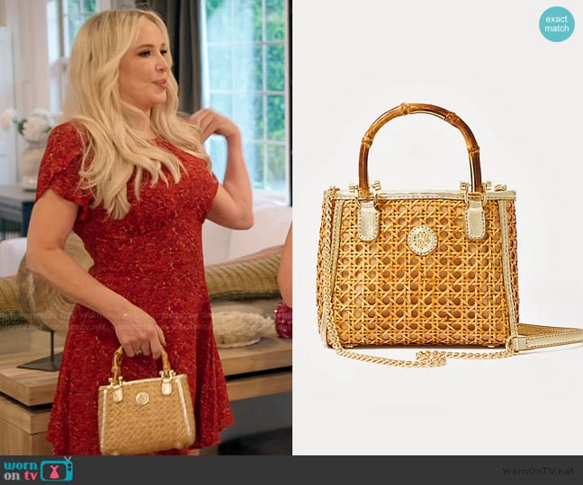 Lilly Pulitzer Adrian Cane Mini Bag worn by Shannon Beador on The Real Housewives of Orange County