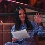 Losa’s blue print pajama shirt and pants on The Real Housewives of Salt Lake City