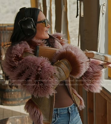 Lisa's brown leather shearling jacket on The Real Housewives of Salt Lake City