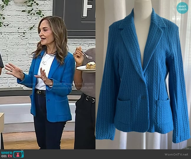 Liz Claiborne Cable Knit Wool Sweater Blazer worn by Joy Bauer on Today