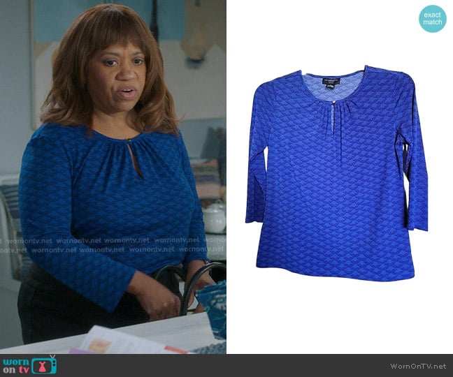 Liz Claiborne Long Sleeve Print Top worn by Miranda Bailey (Chandra Wilson) on Greys Anatomy