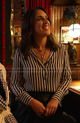 Liz's black striped shirt on Today