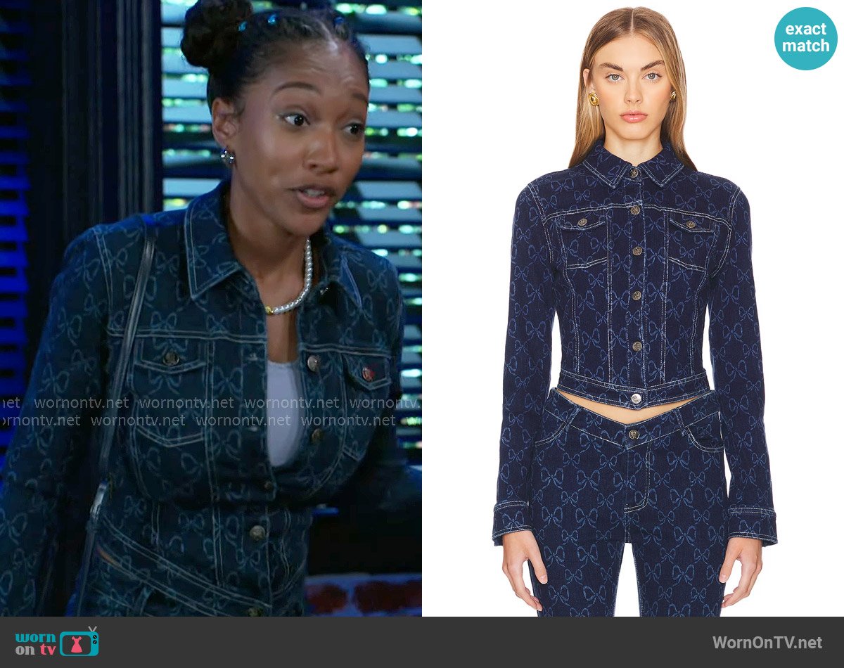 Loba Tulipania Denim Jacket worn by Samantha Richardson (Najah Jackson) on Beyond the Gates