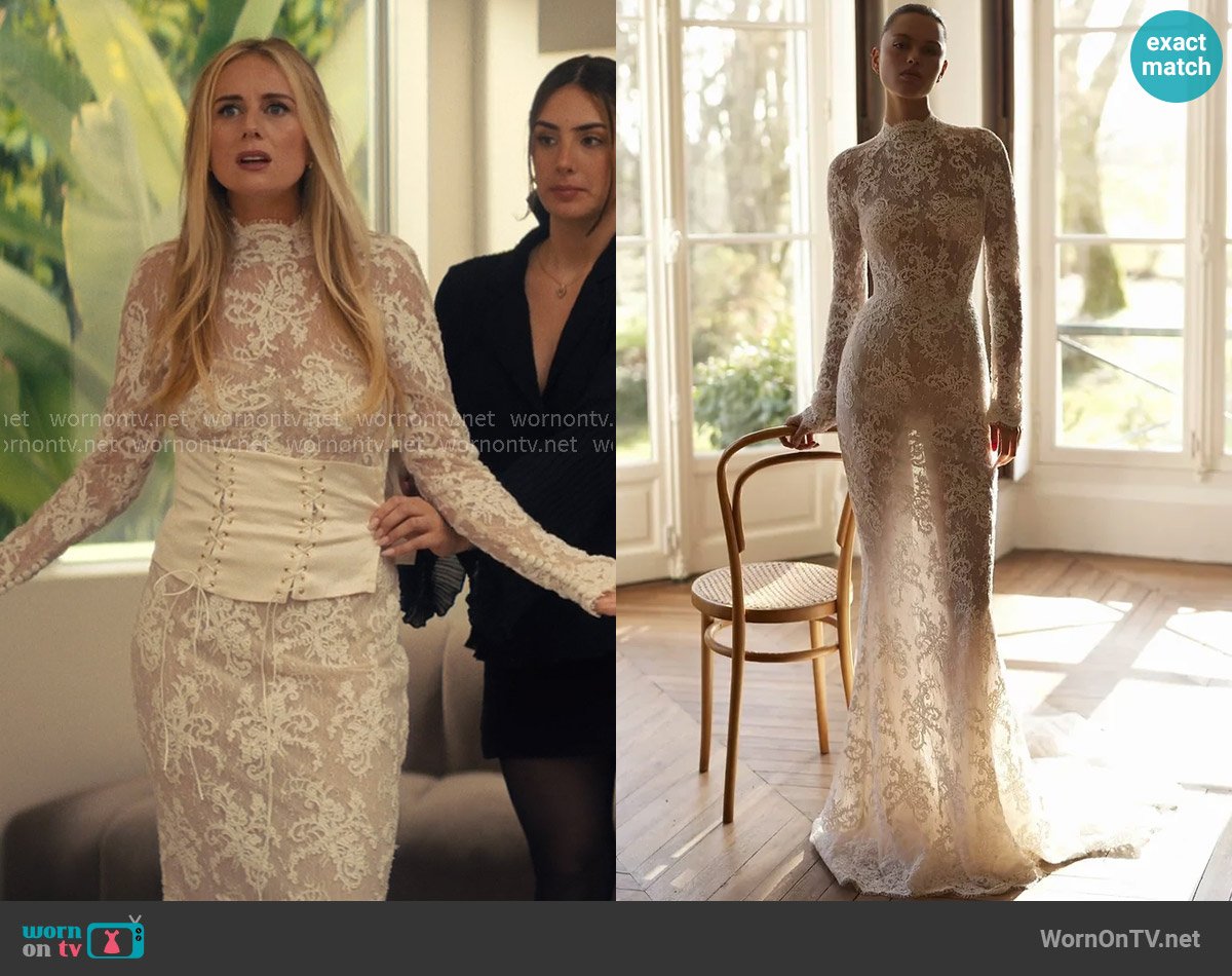 Loho Bride Moe Gown worn by Morgan (Justine Lupe) on Nobody Wants This
