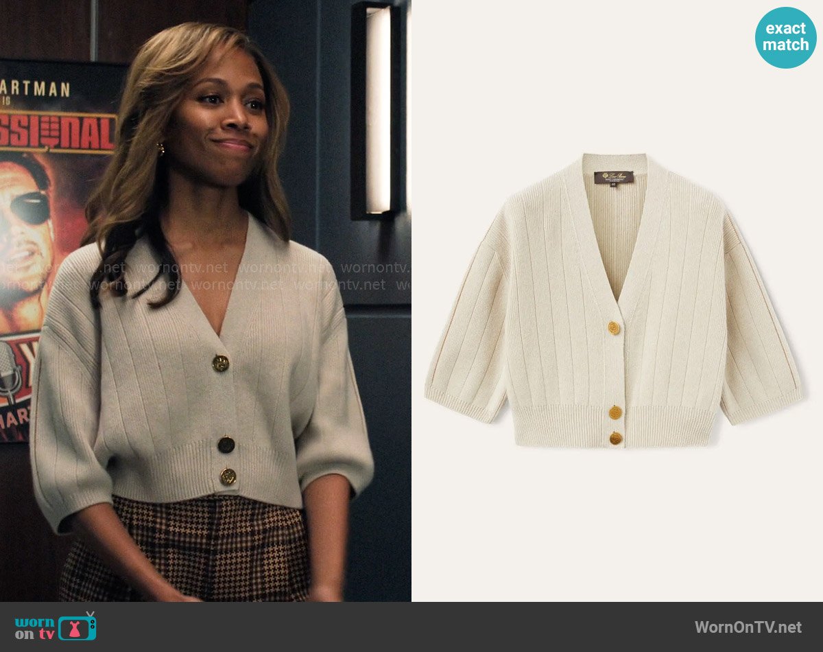 Loro Piana Cervatto Cardigan worn by Christina Hunter (Nicole Beharie) on The Morning Show