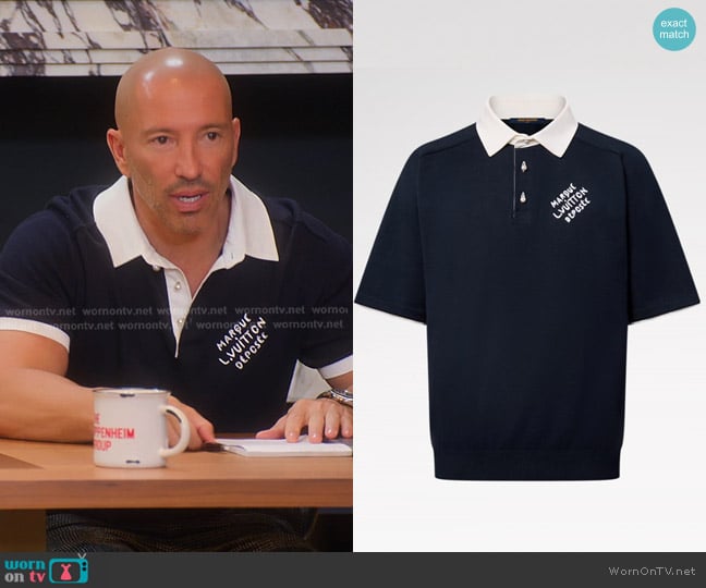 Louis Vuitton Embroidered Short-Sleeved Cotton Blend Polo Shirt worn by Jason Oppenheim on Selling Sunset
