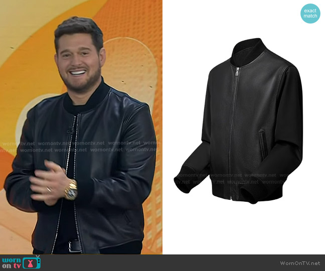 Louis Vuitton Reversible Leather Nylon Jacket worn by Michael Bublé on Today