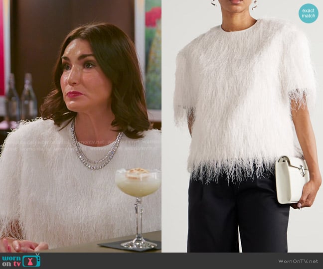 Loulou de Saison Zaro Fringed Jersey Top worn by Bronwyn Newport on The Real Housewives of Salt Lake City