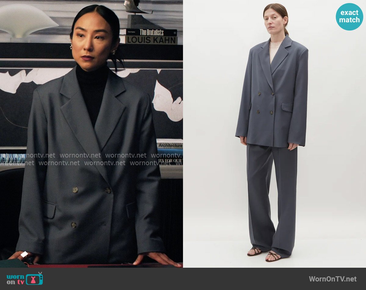 LouLou Studio Donau Blazer worn by Stella Bak (Greta Lee) on The Morning Show