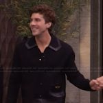 Lukas Gage’s black leather trim jacket on Live with Kelly and Mark