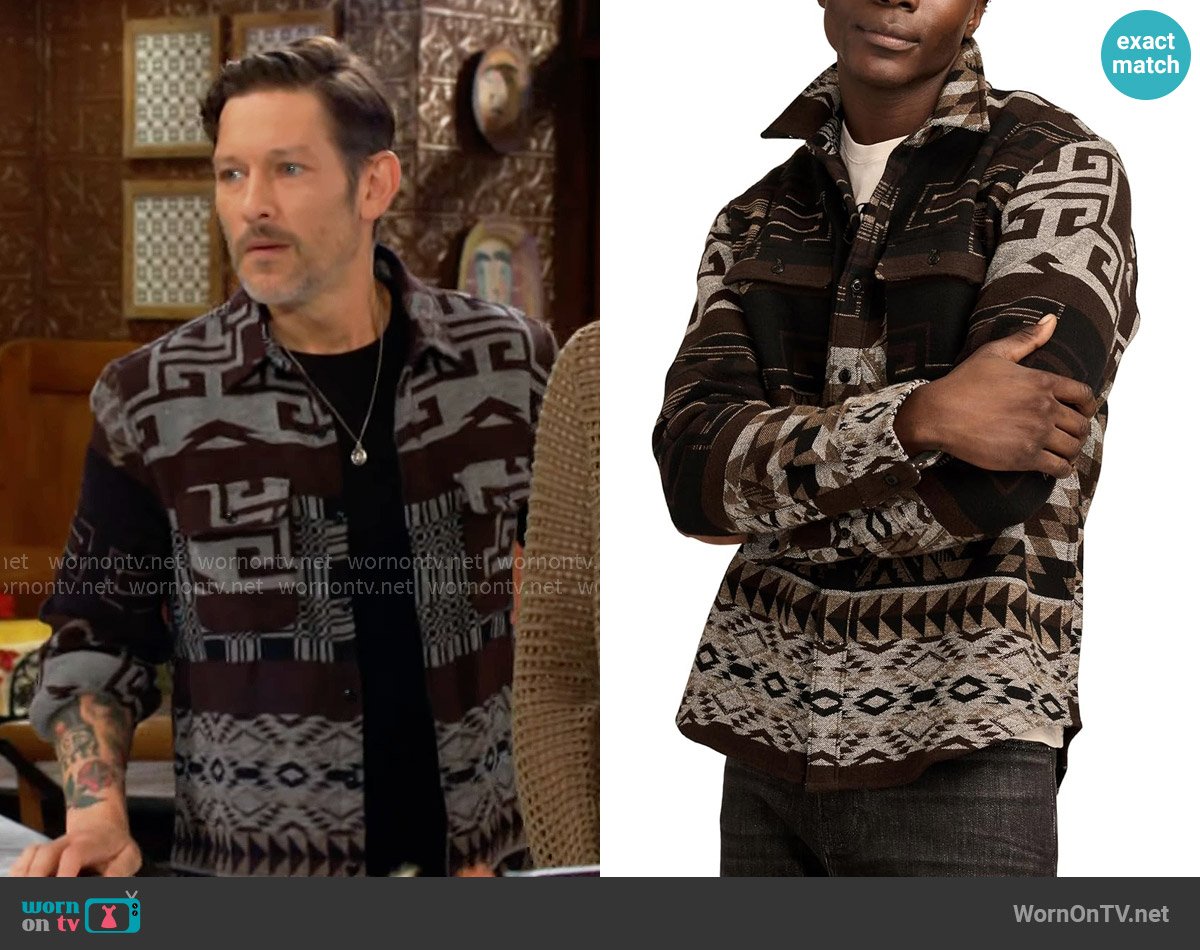 Lucky Brand Jacquard Humboldt Overshirt worn by Daniel Romalotti (Michael Graziadei) on The Young and the Restless