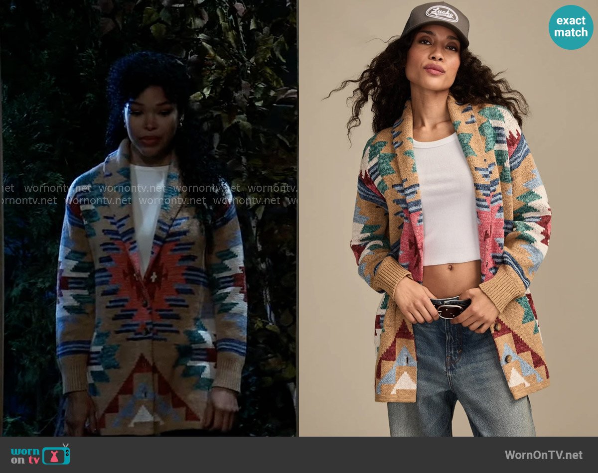 Lucky Brand Southwest Cardigan worn by Portia Robinson (Brook Kerr) on General Hospital