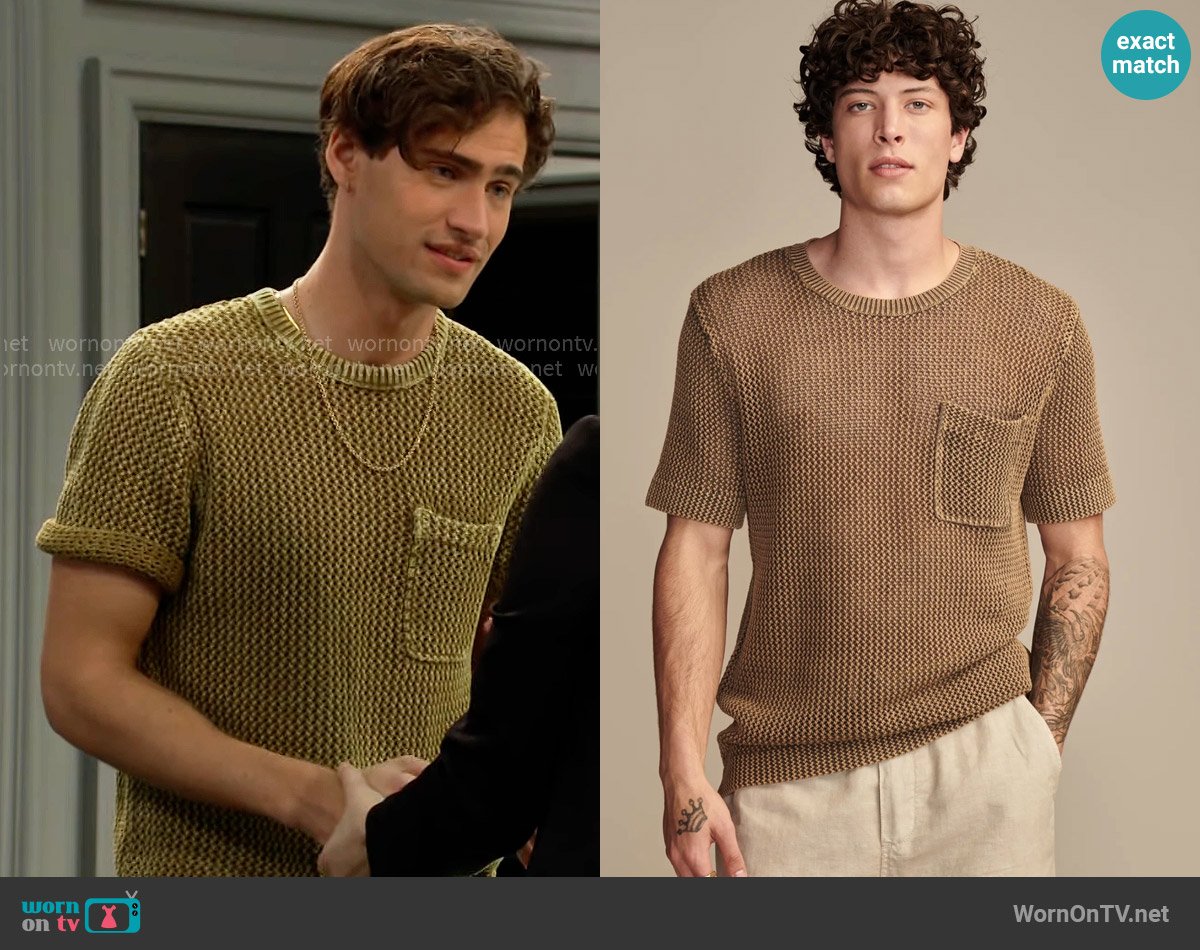 Lucky Brand Sweater Short Sleeve Shirt worn by Deke (Harrison Cone) on The Bold and the Beautiful