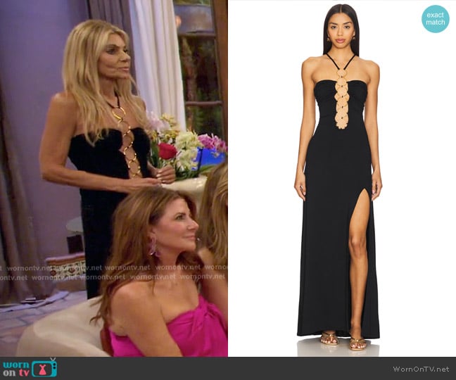 Luli Fama Inner Circle Halter Long Dress worn by Nicolle Kate on The Golden Bachelor