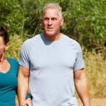 Mel’s blue textured tee on The Golden Bachelor