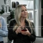 Lulu’s black pinstriped shirtdress on General Hospital