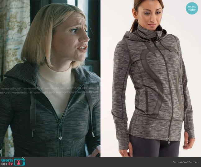 Lululemon Stride Jacket in Gray Wren worn by Sharon Norman (Annaleigh Ashford) on Elsbeth