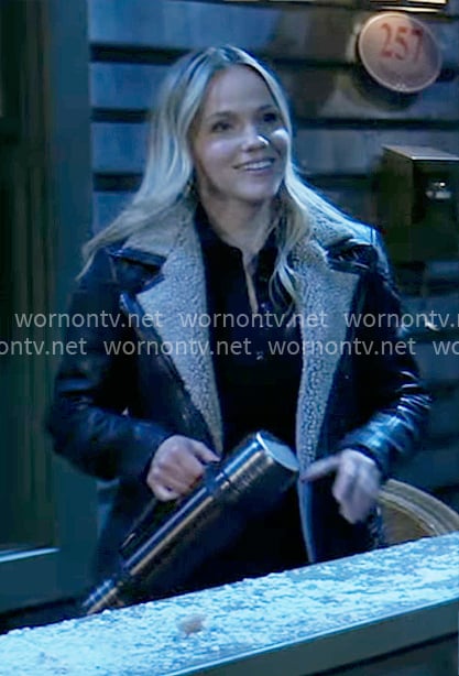 Lulu's leather jacket with fleece lining on General Hospital
