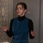 Mabel’s blue leather mini dress on Only Murders in the Building