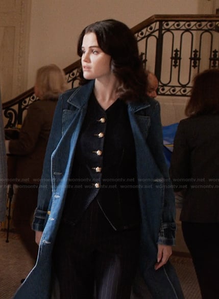 Mabel’s denim coat and vest on Only Murders in the Building
