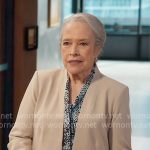 Madeline’s beige collarless jacket on Matlock