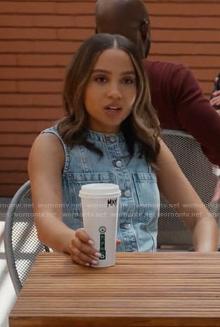 Mady’s sleeveless denim top on 9-1-1