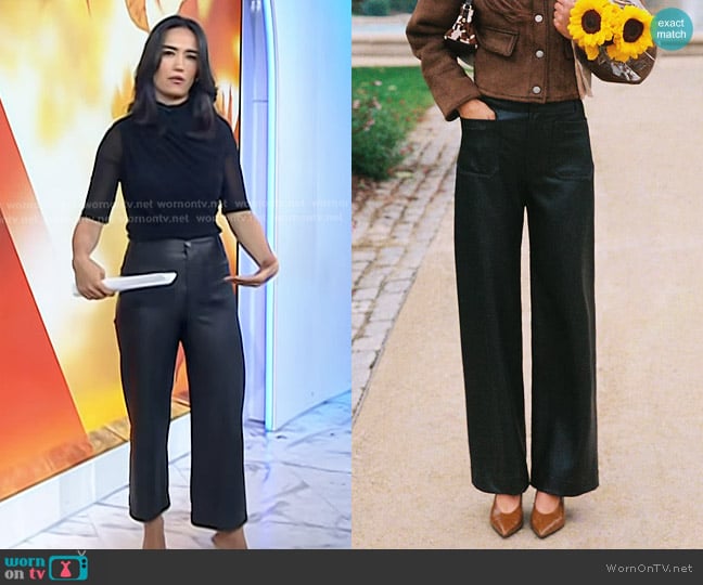 Maeve The Colette Faux Leather Full-Length Wide-Leg Pants worn by Emilie Ikeda on Today