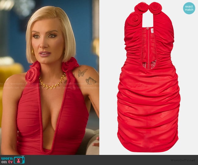 Magda Butrym Silk-blend floral appliqué mini dress worn by Nicole Young on Selling Sunset