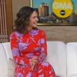 Maggie Rulli’s red floral dress and studded pumps on Good Morning America