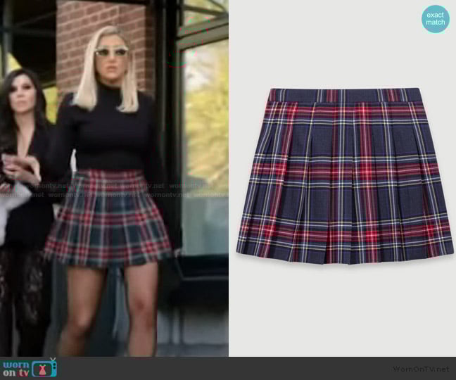 Maje Short tartan print skirt worn by Gina Kirschenheiter on The Real Housewives of Orange County