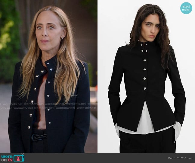 Mango Jacket with Jewel-button Strip Collar worn by Teddy Altman (Kim Raver) on Greys Anatomy